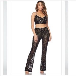 Banjul two piece sequins pants and top set